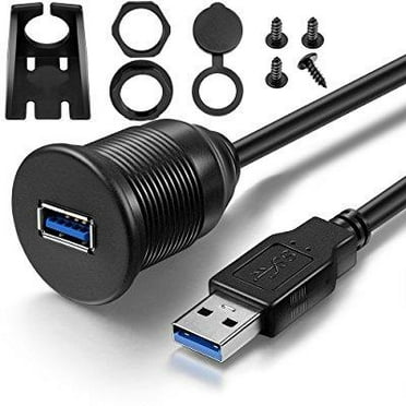 Lysee Data Cables Cable Length: 1m 1x 3FT/6FT Car Dashboard Flush Mount Dual USB 2.0 A Socket Extension Lead Panel Connector Cable Cord 